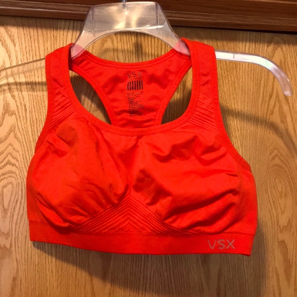 VSX Victoria’s Secret Sexy Sport L stretchy fitted red tank bra yoga Pilates EUC